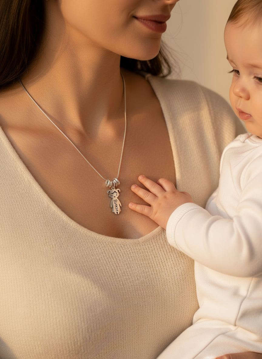 Персонализирана огърлица от неръждаема стомана с имена на деца | Alma