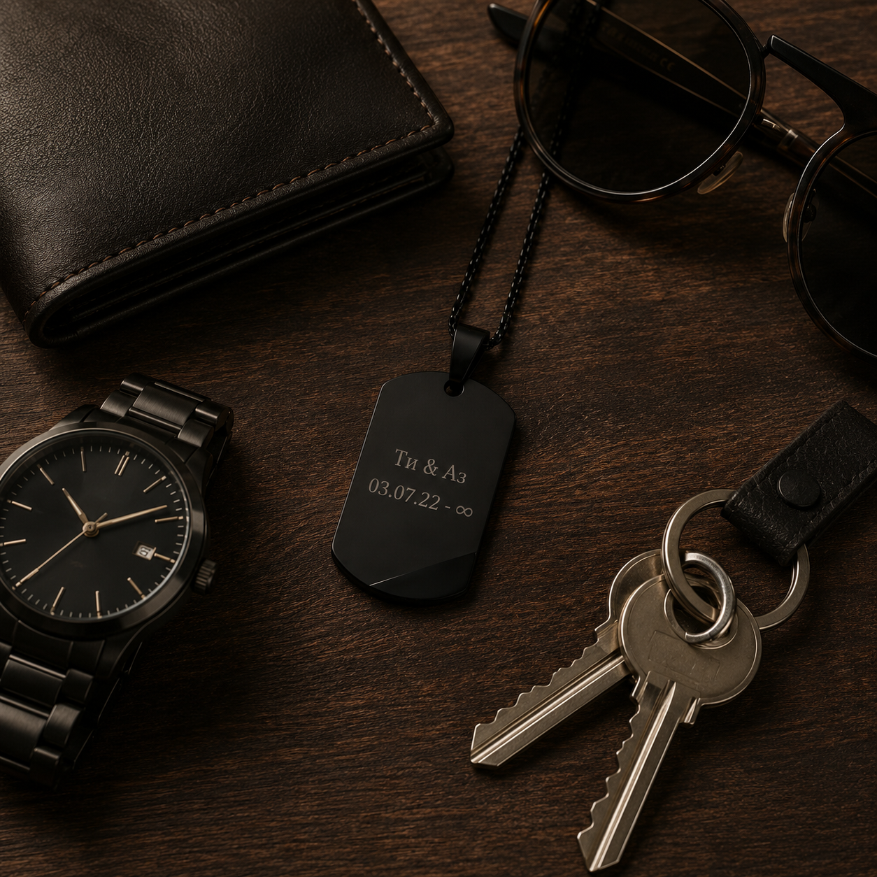 Personalized stainless steel Men's Black Dog Tag Necklace | BLADE