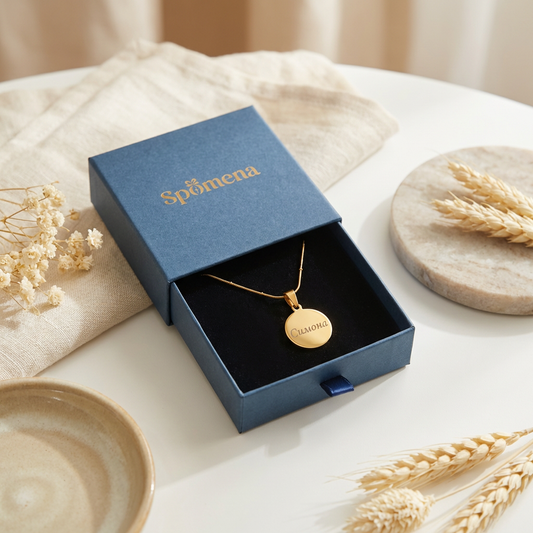 Personalized Stainless Steel Mirror Pendant Necklace (18K PVD Gold) | Orbit