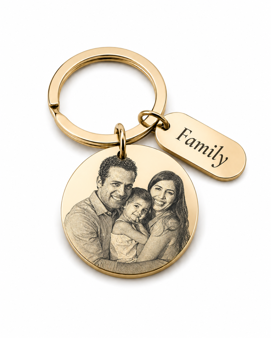 Personalized Photo Keychain with Engraved Tag