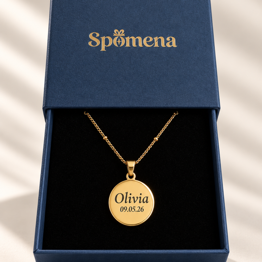 Personalized Stainless Steel Mirror Pendant Necklace (18K PVD Gold) | Orbit