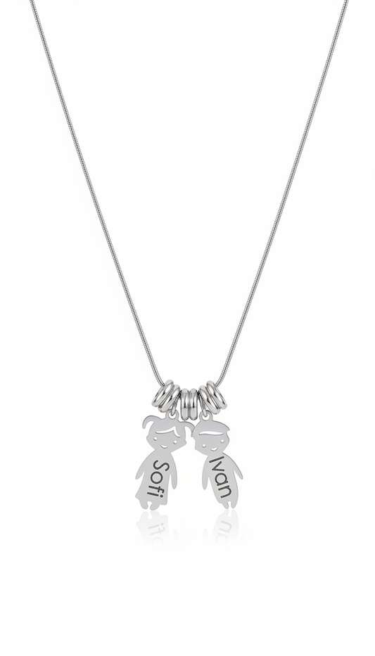 Personalized stainless steel necklace with children's names | Alma
