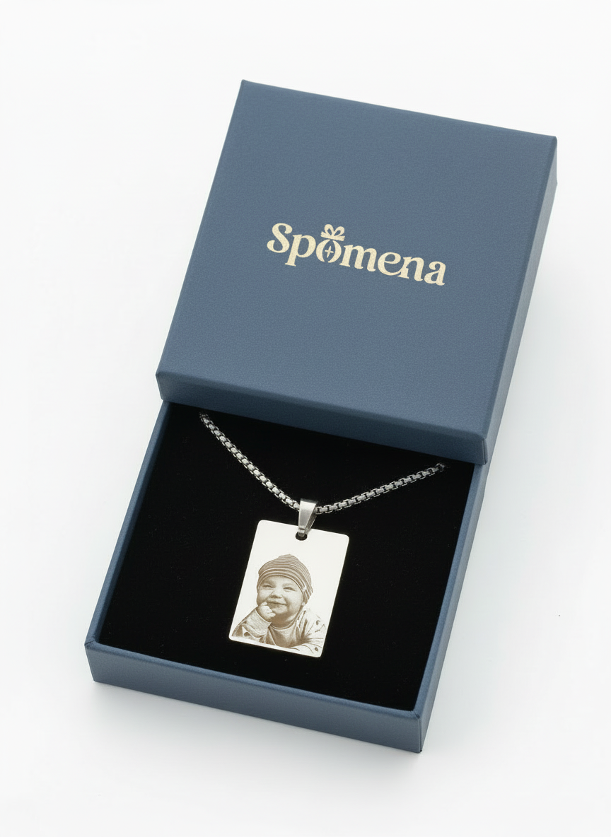 Men’s personalized stainless-steel necklace (photo engraving) | Portret