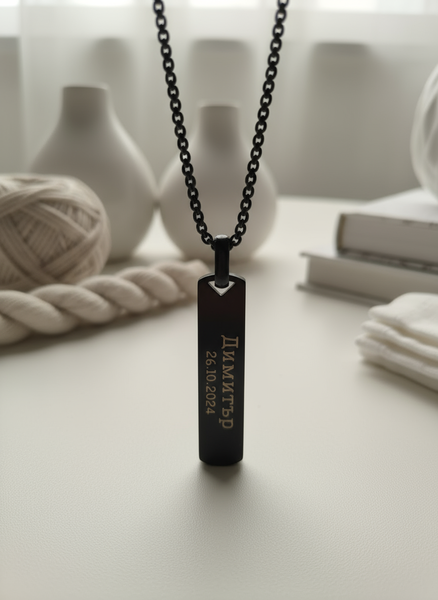 Personalized stainless steel necklace for men | RAVEN
