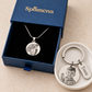 Personalized Women's Necklace (Photo Engraving) + Photo Keychain Set