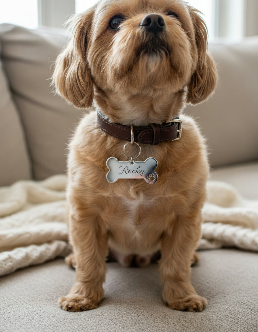 Personalized stainless-steel dog ID tag | Mini Bone
