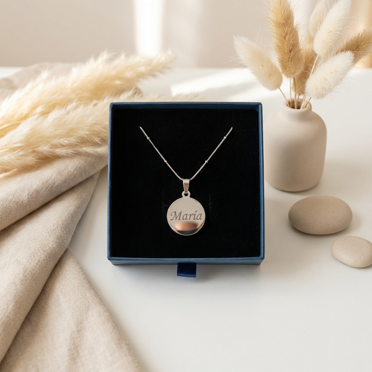 Personalized Stainless Steel Mirror Pendant Necklace (18K PVD Gold) | Orbit