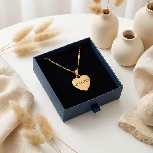 Personalized Stainless Steel Mirror Pendant Necklace (PVD Gold) | Pulse