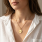 Personalized Stainless Steel Mirror Pendant Necklace (18K PVD Gold) | Orbit