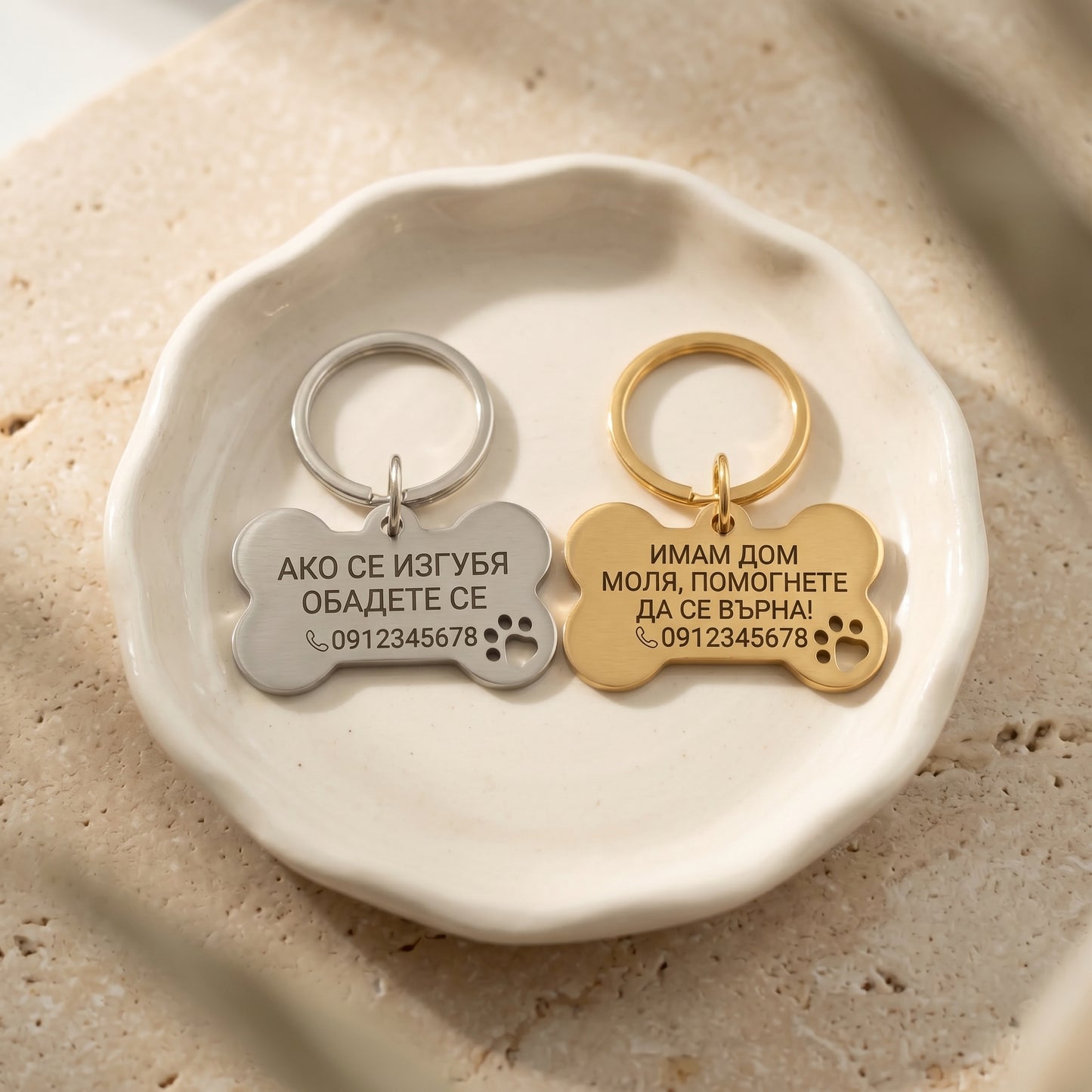 Personalized stainless-steel dog ID tag | Mini Bone