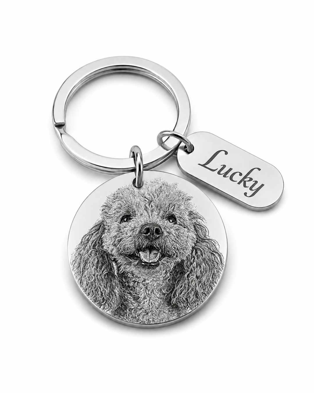 Personalized Photo Keychain with Engraved Tag