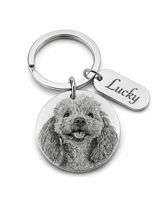 Personalized Photo Keychain with Engraved Tag
