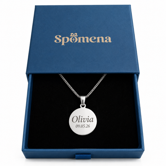 Personalized Stainless Steel Mirror Pendant Necklace (18K PVD Gold) | Orbit