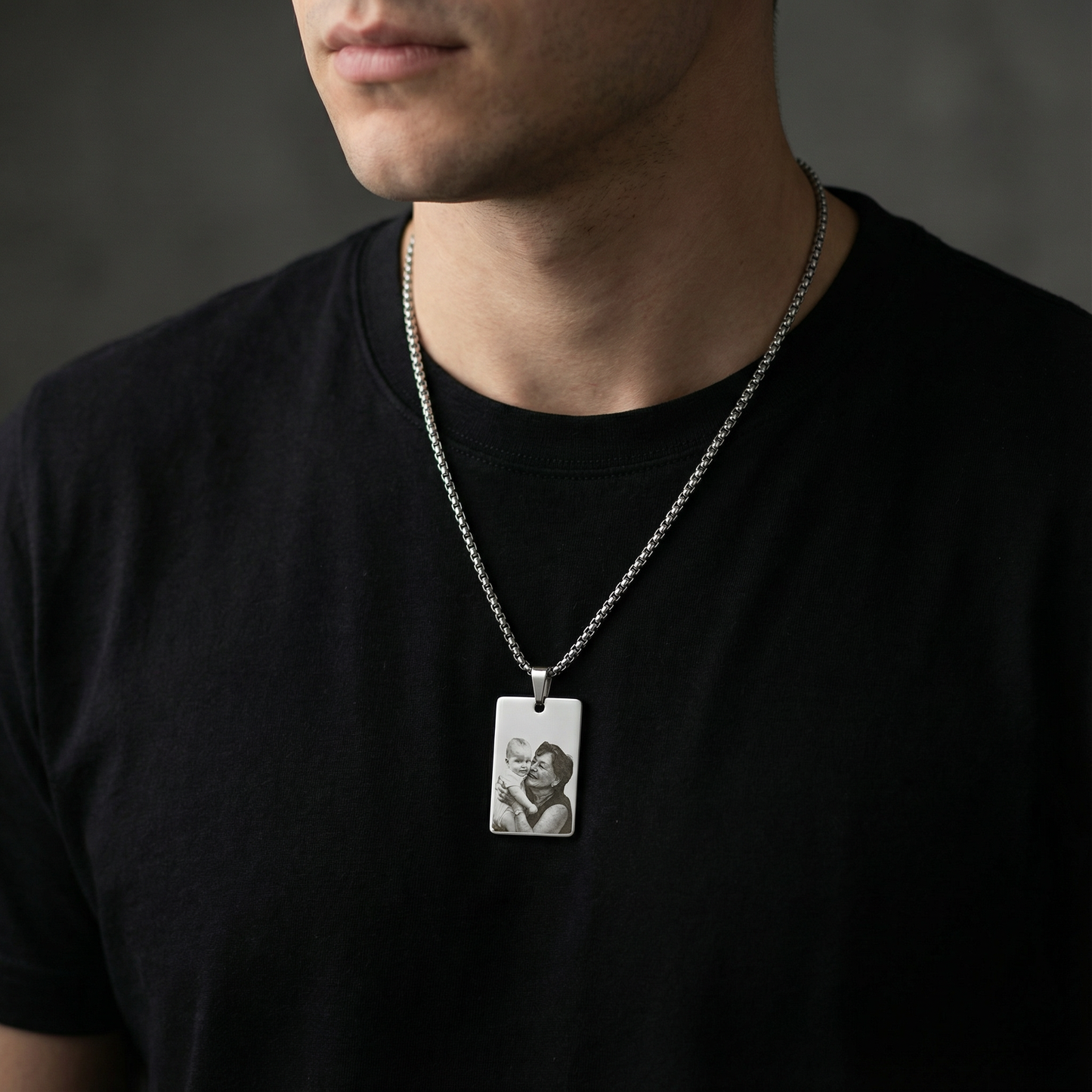 Мъжка персонализирана огърлица от неръждаема стомана | Portret