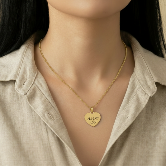 Personalized Stainless Steel Mirror Pendant Necklace (PVD Gold) | Pulse