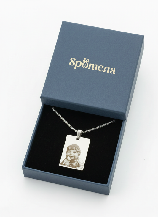 Men’s personalized stainless-steel necklace (photo engraving) | Portret