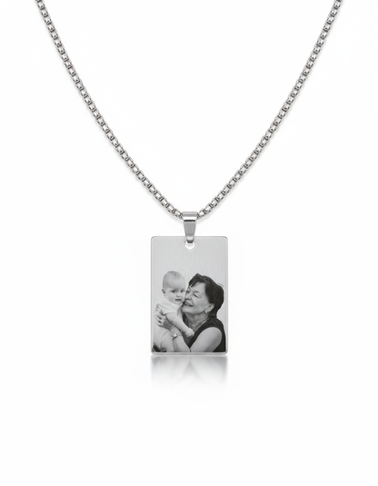 Men’s personalized stainless-steel necklace (photo engraving) | Portret