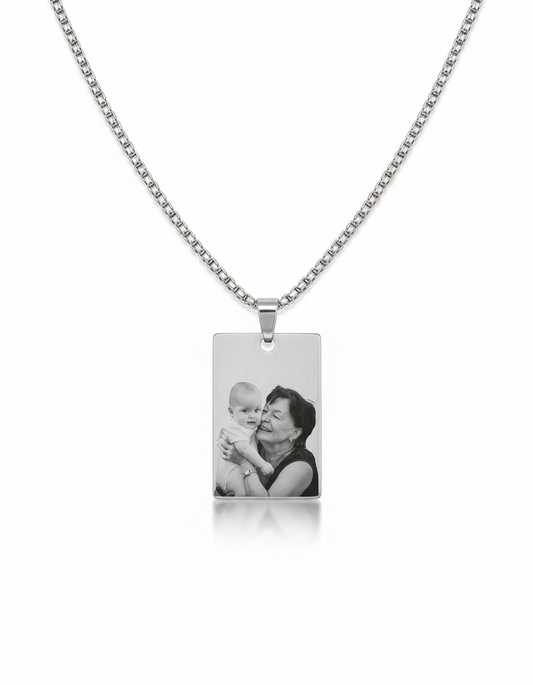 Men’s personalized stainless-steel necklace (photo engraving) | Portret
