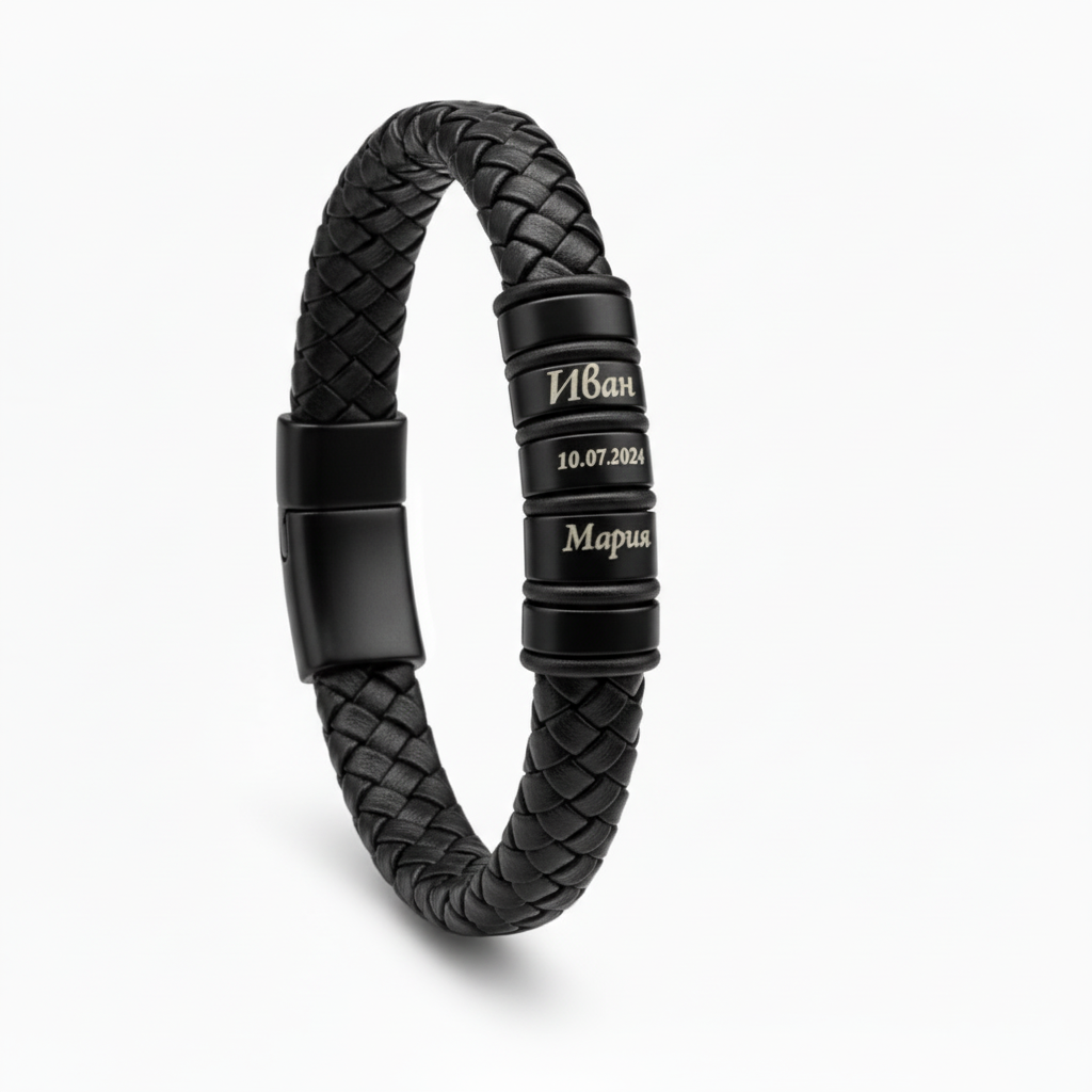 Men’s Braided Bracelet with Custom Engraving | SAGA