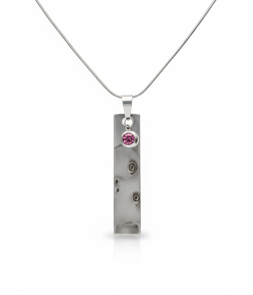 Personalized stainless-steel necklace (photo engraving + crystal) | Mireya