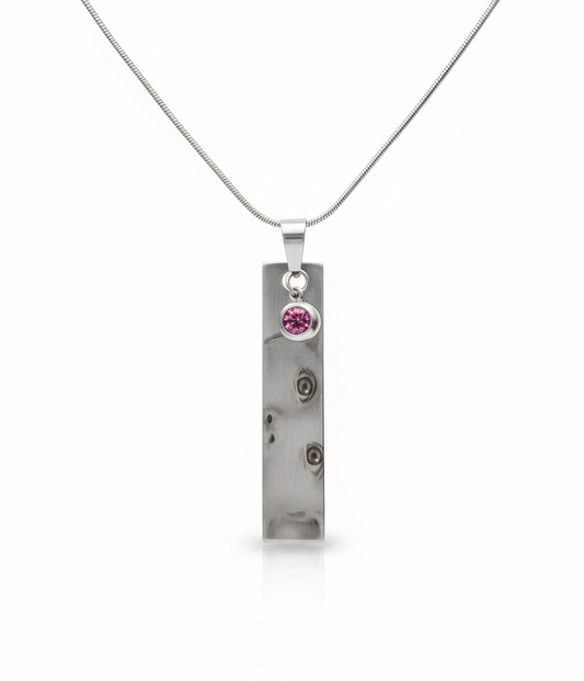 Personalized stainless-steel necklace (photo engraving + crystal) | Mireya