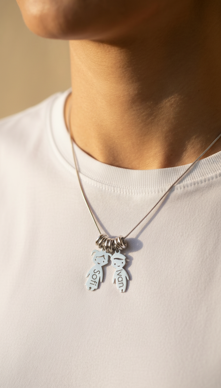 Personalized stainless steel necklace with children's names | Alma