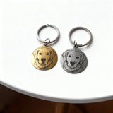 Ключодържател от неръждаема стомана с лазерно гравиран портрет на куче