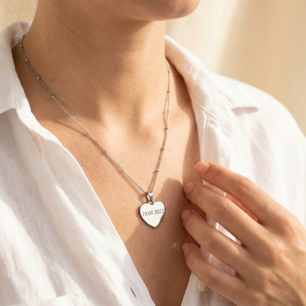 Personalized Stainless Steel Mirror Pendant Necklace (PVD Gold) | Pulse