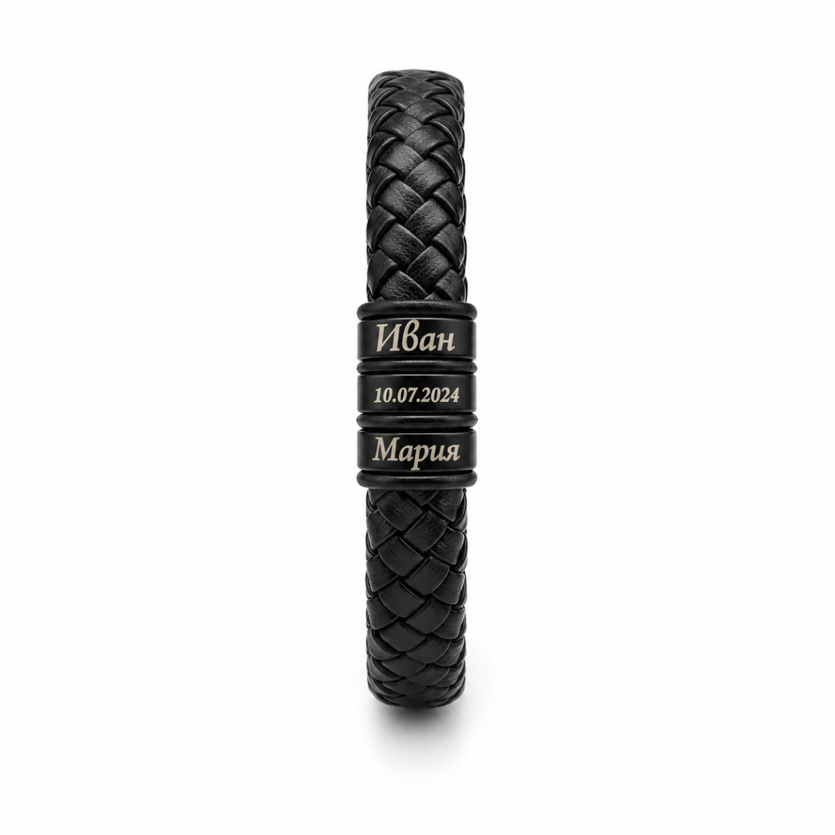 Men’s Braided Bracelet with Custom Engraving | SAGA with 3 pendants
